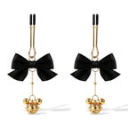 Bow & Bell Nipple Clamps | Sensual Breast Play Clips with Dangling Charms