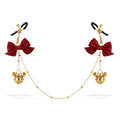 Title Adjustable Nipple Clamps with Bow & Bell Charms | Decorative Chain Body Jewelry