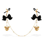 Title Adjustable Nipple Clamps with Bow & Bell Charms | Decorative Chain Body Jewelry