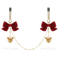Bow & Bell Nipple Clamps with Chain | Sensual Adjustable Breast Play Accessory
