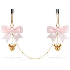 Bow & Bell Nipple Clamps with Chain | Sensual Adjustable Breast Play Accessory