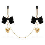Bow & Bell Nipple Clamps with Chain | Sensual Adjustable Breast Play Accessory
